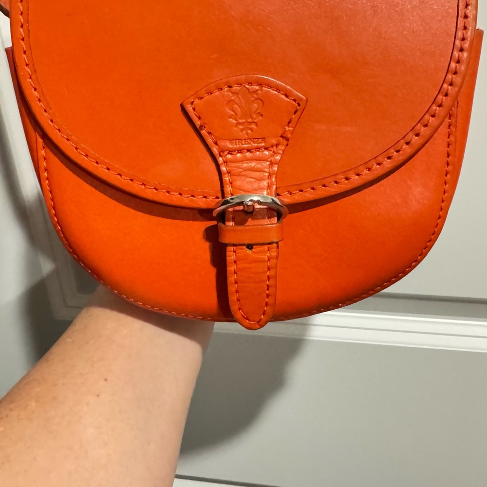 Orange Leather Crossbody Bag
